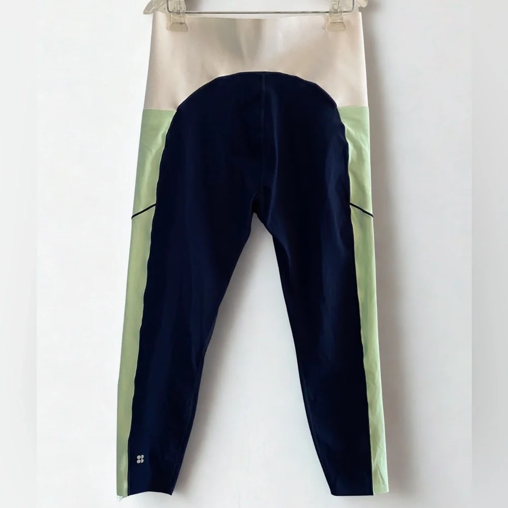 Sweaty Betty Power 7/8 Length Colorblock Workout Leggings Blue Green Size XL